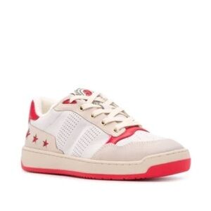 Sandro Women’s Leather Star Motif Red/White Trainers Sneakers Size 5.5 US